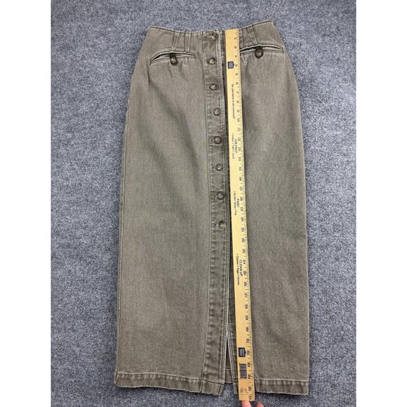 Denim Jean Skirt Womens Medium Brown Button Front High Waist Midi Pencil Denim - Picture 4 of 5